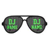 DJのためのネオン緑の党のDJの名前の陰 アビエーターサングラス (正面)