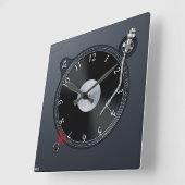 DJのターンテーブルの柱時計 スクエア壁時計 (傾斜)