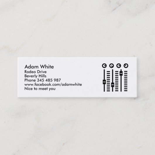 DJのターンテーブル スキニー名刺 (正面)