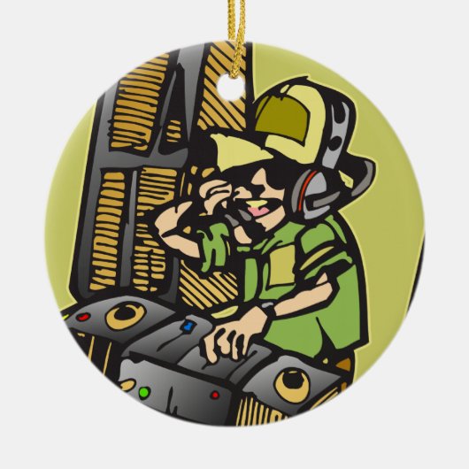 DJのディスクジョッキー セラミックオーナメント (正面)