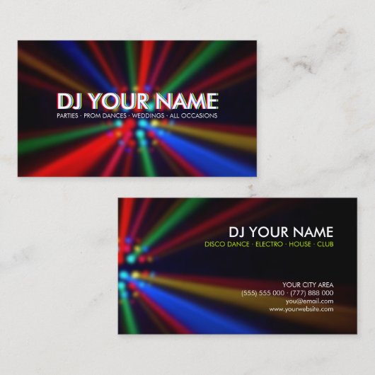 DJのディスコはライト名刺を発します 名刺 (正面/裏面)