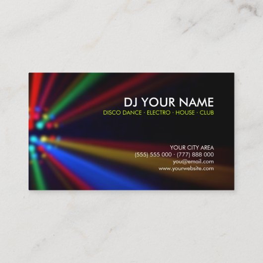 DJのディスコはライト名刺を発します 名刺 (裏面)