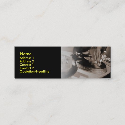 DJのプロフィールカード スキニー名刺 (正面)