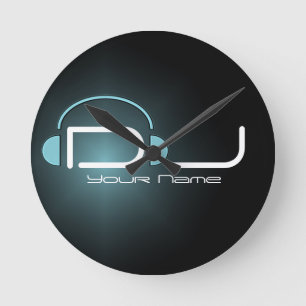 DJのヘッドホーンの柱時計 ラウンド壁時計