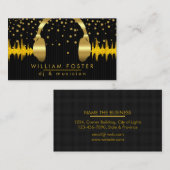 DJのヘッドホーンの金ゴールドの紙吹雪の音は音楽を打ちます 名刺 (正面/裏面)