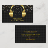 DJのヘッドホーンの金ゴールドの音響技師のミュージシャン 名刺 (正面/裏面)