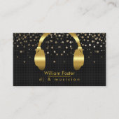 DJのヘッドホーンの金ゴールドの音響技師のミュージシャン 名刺 (正面)