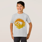 DJのヘッドホーン-大声で音楽ディスクジョッキーDJing Tシャツ (正面フル)