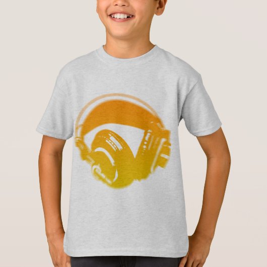 DJのヘッドホーン-大声で音楽ディスクジョッキーDJing Tシャツ (正面)