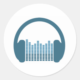 DJのヘッドホーン、DJのロゴ ラウンドシール
