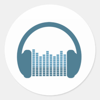 DJのヘッドホーン、DJのロゴ ラウンドシール
