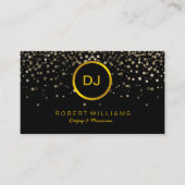 DJのミュージシャンの専門の音楽の先生の金ゴールドの黒 名刺 (正面)