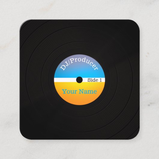 DJのミュージシャンの生産のレトロの専門カバー スクエア名刺 (正面)