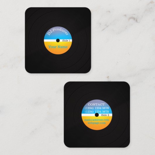 DJのミュージシャンの生産のレトロの専門カバー スクエア名刺 (正面/裏面)