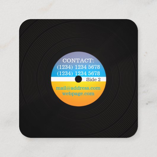 DJのミュージシャンの生産のレトロの専門カバー スクエア名刺 (裏面)