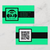 DJのロゴの印カバー黒の鮮やかなミント 名刺 (正面/裏面)