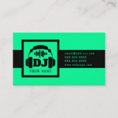 DJのロゴの印カバー黒の鮮やかなミント 名刺 (正面)