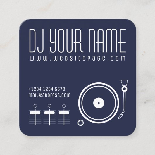 DJの一定の音楽的なテンプレートカバー スクエア名刺 (正面)