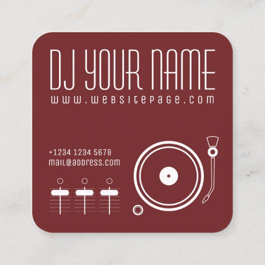 DJの一定の音楽的なテンプレートカバー スクエア名刺 (裏面)