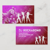 Djの名刺音楽ピンクの赤いレトロのダンス 名刺 (正面/裏面)