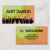 Djの名刺音楽赤く黄色いレトロのダンス2 名刺 (正面/裏面)