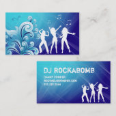 Djの名刺音楽青いレトロのダンス 名刺 (正面/裏面)