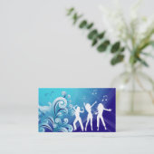 Djの名刺音楽青いレトロのダンス 名刺 (スタンド正面)