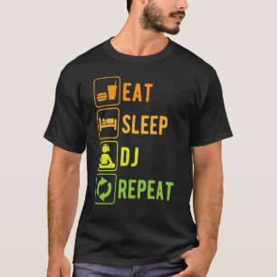 DJの繰り返し スリープ ミュージック ターン テーブル Tシャツ
