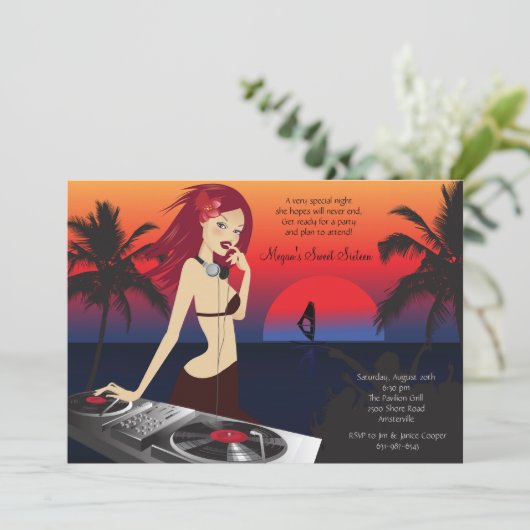 DJの美しいのパーティの招待状 招待状 (スタンド正面)