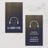DJの金ゴールドのグリッター音楽ヘッドホーンアイコン 名刺 (正面/裏面)