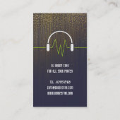 DJの金ゴールドのグリッター音楽ヘッドホーンアイコン 名刺 (裏面)