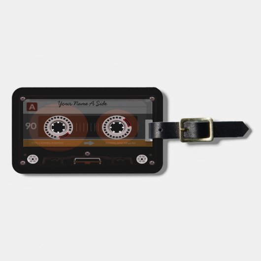 DJの音楽カセットのMixTapeレトロLauggageのラベル ラゲッジタグ (正面横)