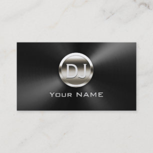 DJのDJのモノグラムの粋で黒い金属 名刺