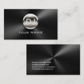 DJのDJのモノグラムの粋で黒い金属 名刺 (正面/裏面)