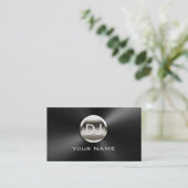 DJのDJのモノグラムの粋で黒い金属 名刺 (スタンド正面)