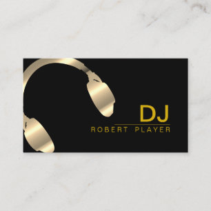 DJのDJの専門のヘッドホーンの金ゴールドののど音楽 名刺
