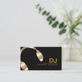 DJのDJの専門のヘッドホーンの金ゴールドののど音楽 名刺 (スタンド正面)