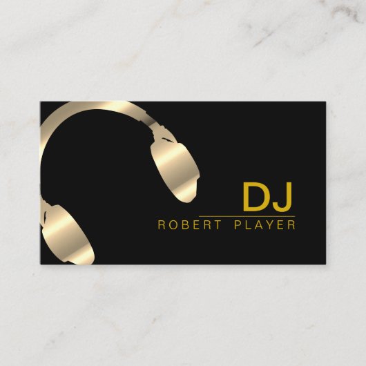 DJのDJの専門のヘッドホーンの金ゴールドののど音楽 名刺 (正面)