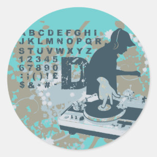 DJのTシャツおよびギフト ラウンドシール