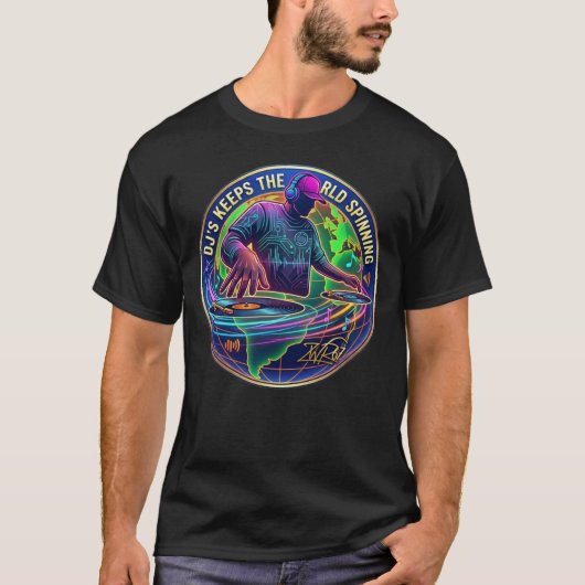 DJは世界を回す Tシャツ (正面)