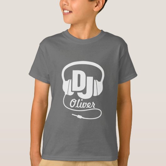 DJは青のあなたの名前の白Tシャツをからかいます Tシャツ (正面)