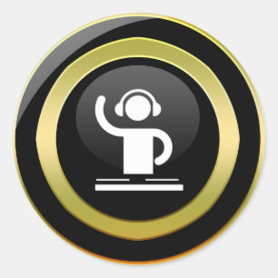 DJアイコンのシール ラウンドシール
