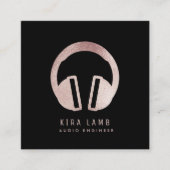 Djオーディオエンジニアヘッドフォンバラ金ゴールドグリッター スクエア名刺 (正面)