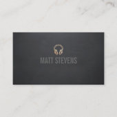 DJカッコいい金ゴールドヘッドフォンブラックミュージック 名刺 (正面)