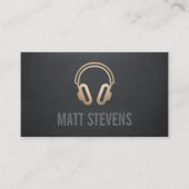 DJカッコいい金ゴールドヘッドフォンブラックミュージック 名刺 (正面)