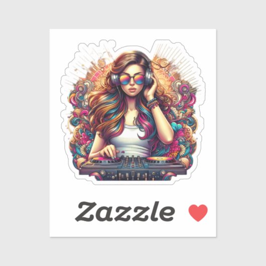 Djガール鮮やかイラストレーション シール (シート)