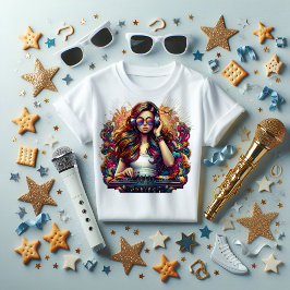 Djガール鮮やかイラストレーション Tシャツ