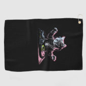 DJキャッおもしろいトDJ機器ドロワー可愛いキャットウィメンズ私 ゴルフタオル (横)