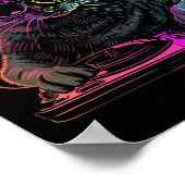 Djキャットエムテクノハウスミュージックおもしろい猫好き ポスター (角)