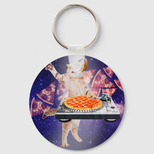 DJキャットターンテーブルミキサー キーホルダー (正面)